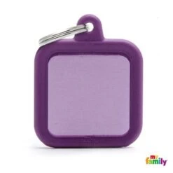 Hush Silent Dog Tag Aluminum -PetNCoop Store 0029763 myfamily id tag hushtag collection aluminium purple square with purple rubber 400