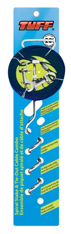 Tie Out Cable 20' With Stake Tuff