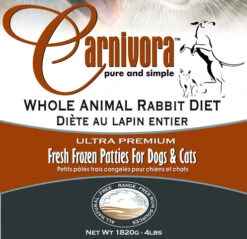 Carnivora Rabbit Diet 4lb - 8oz Patties