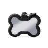 Hush Silent Dog Tag Chrome -PetNCoop Store myfamily id tag hushtag collection chromed bone with black rubber